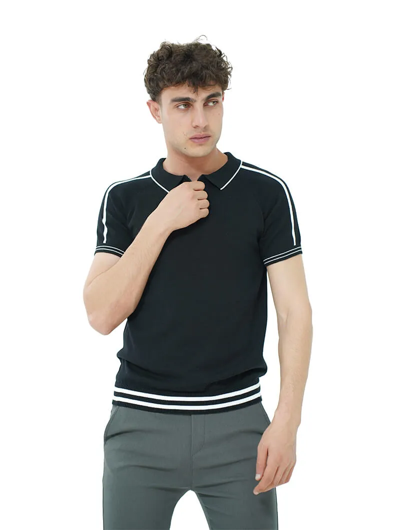 Polo slim col zippé stretch